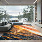 Golden Sunset Ocean Wave Abstract Rug