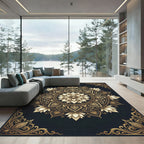 Golden Lotus Mandala Art Rug