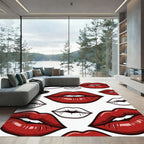 Bold Red and White Kiss Lips Rug