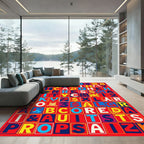 Retro Alphabet Blocks Composition Rug