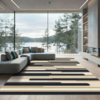 Modern Black Ivory Stripe Composition Rug