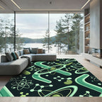 Green Science Abstract Molecular Orbit Rug