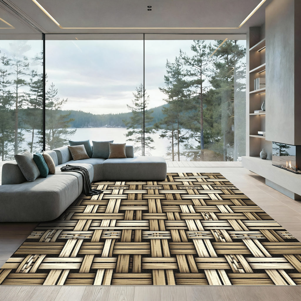 Natural Woven Texture Earthy Tones Rug