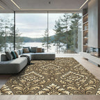 Antique Gold Damask Floral Medallion Rug