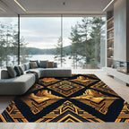 Golden Desert Mesa Geometric Art Deco Rug