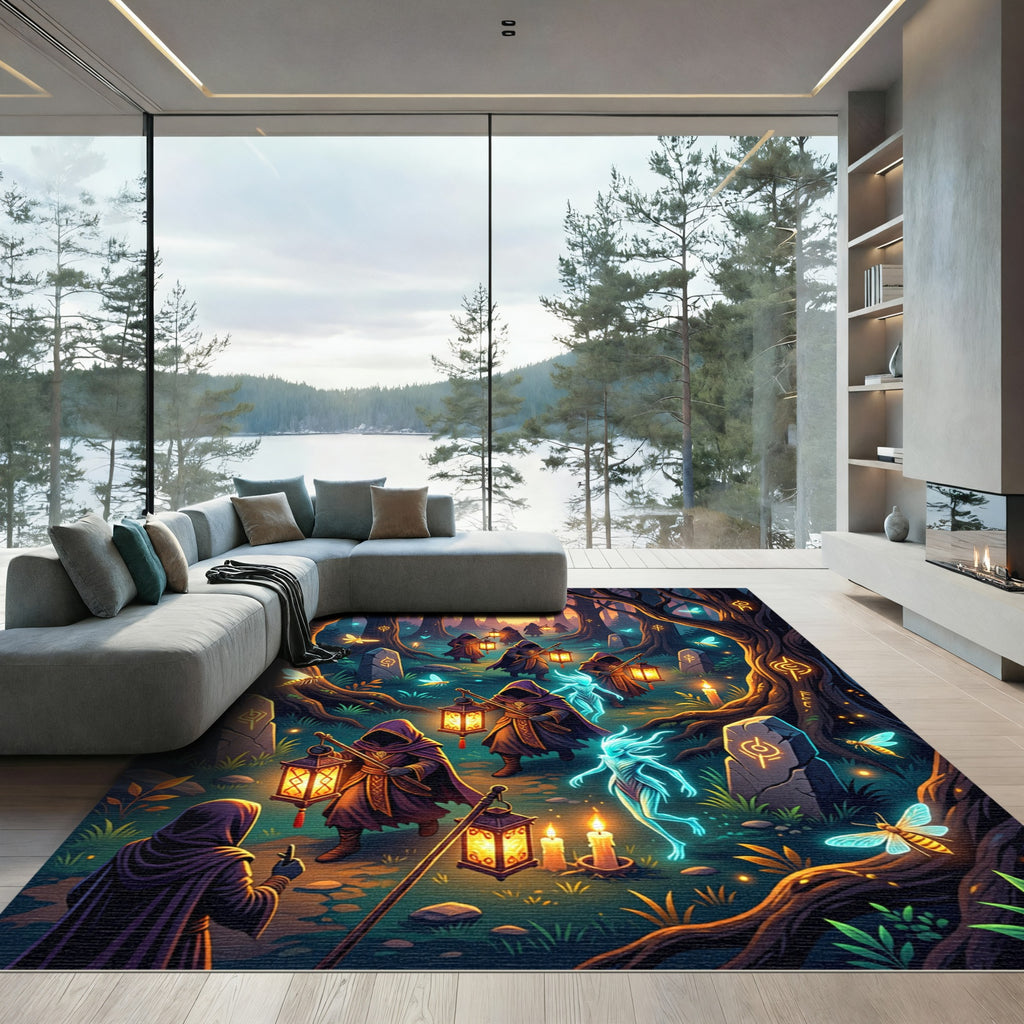 Ethereal Forest Lantern Spirit Journey Rug