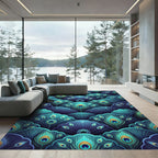Art Deco Peacock Feather Array Rug