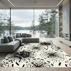 Black White Speckled Starburst Rug