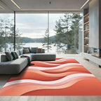 Modern Terracotta Abstract Layered Wave Rug