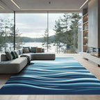 Serene Blue Layered Ocean Wave Rug