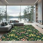 Dark Forest Botanical Meadow Floral Rug