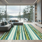 Coastal Green Grassy Stripes Rug
