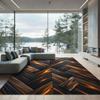 Dark Wood Grain Herringbone Fire Rug
