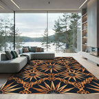 Gilded Celestial Sunburst Interlocking Chain Rug
