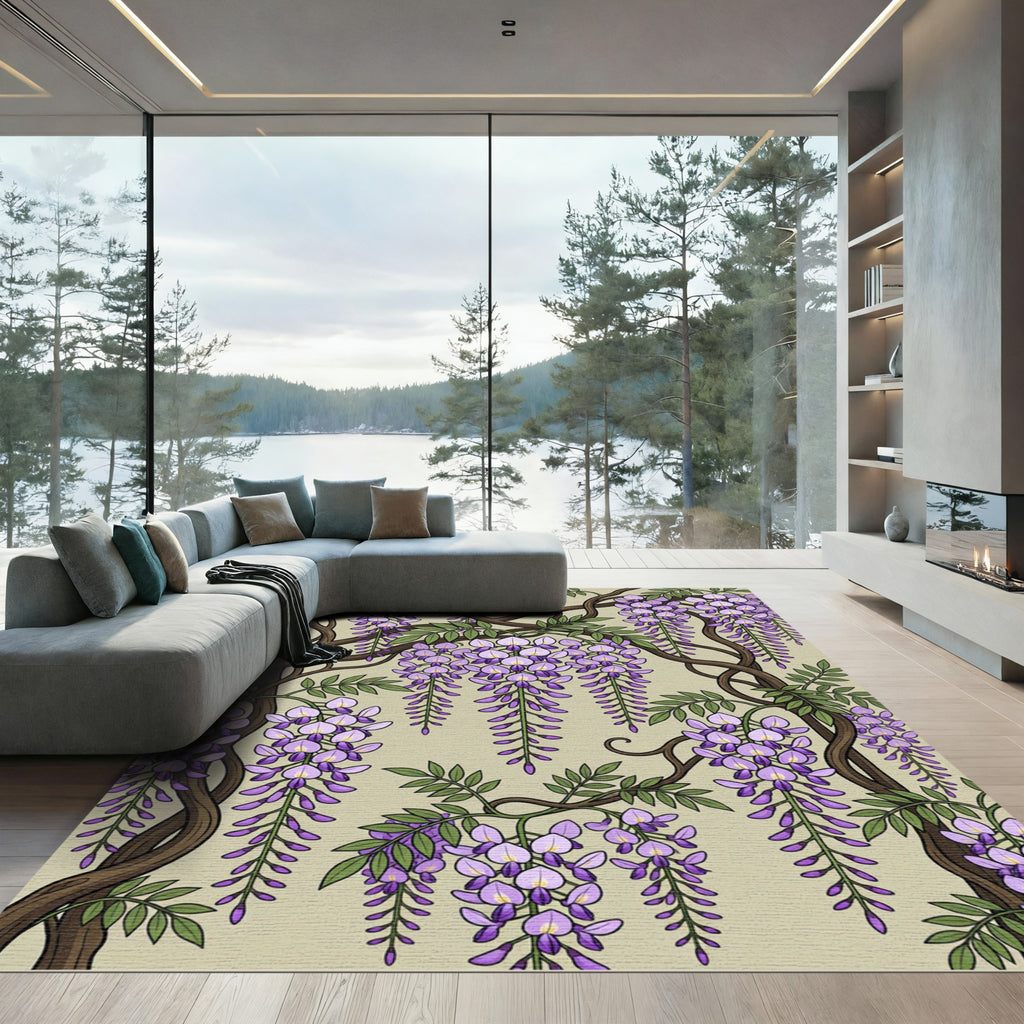 Lavender Wisteria Vine Blossom Rug