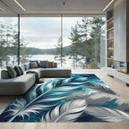 Blues And Grays Feather Waves Rug