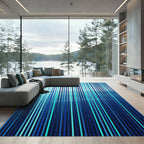 Oceanic Blue Vertical Stripe Rug