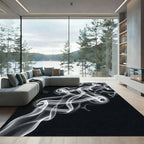 White wispy smoke abstract swirls Rug
