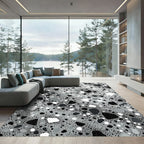Monochrome Abstract Speckled Terrazzo Stone Rug