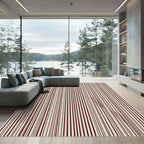 Rich Burgundy Cream Vertical Lines Rug