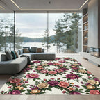 Romantic Peony Rose Garden Wreath Rug