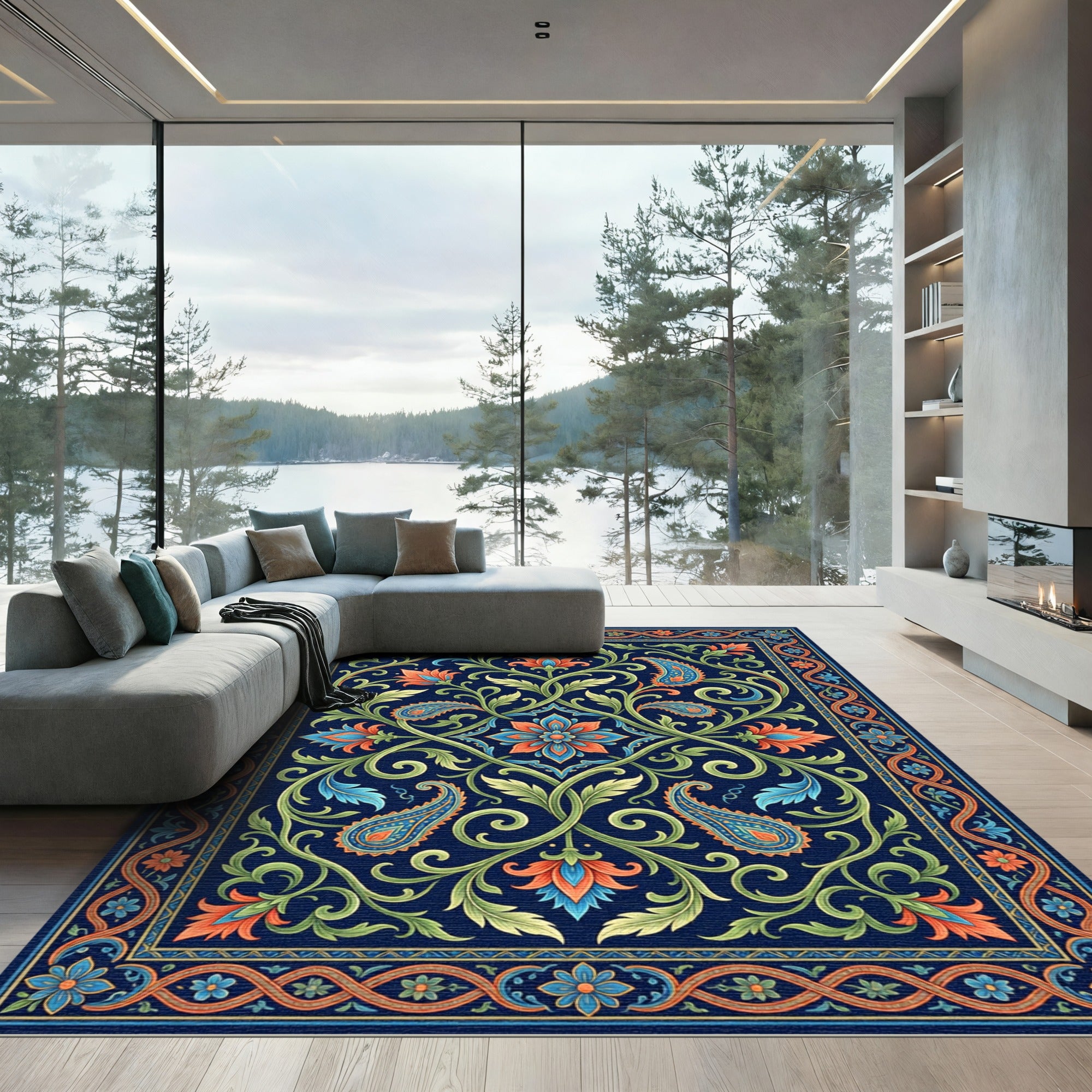 Ornate Paisley Floral Lattice Rug