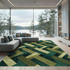 Green Wood Plank Weave Rug