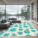 Teal Blue Seashell Scatter Rug