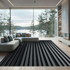 Dark Gray Vertical Ribbed Rug