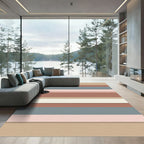 Earthy Terracotta Slate Pink Stripe Rug