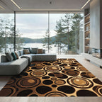 Abstract Bronze Cellular Spheres Rug