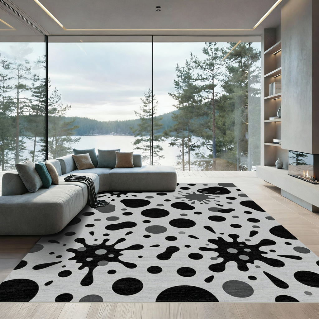 Monochromatic Splatter Polka Dot Mix Rug