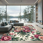 Romantic Pink Peony Floral Garden Rug