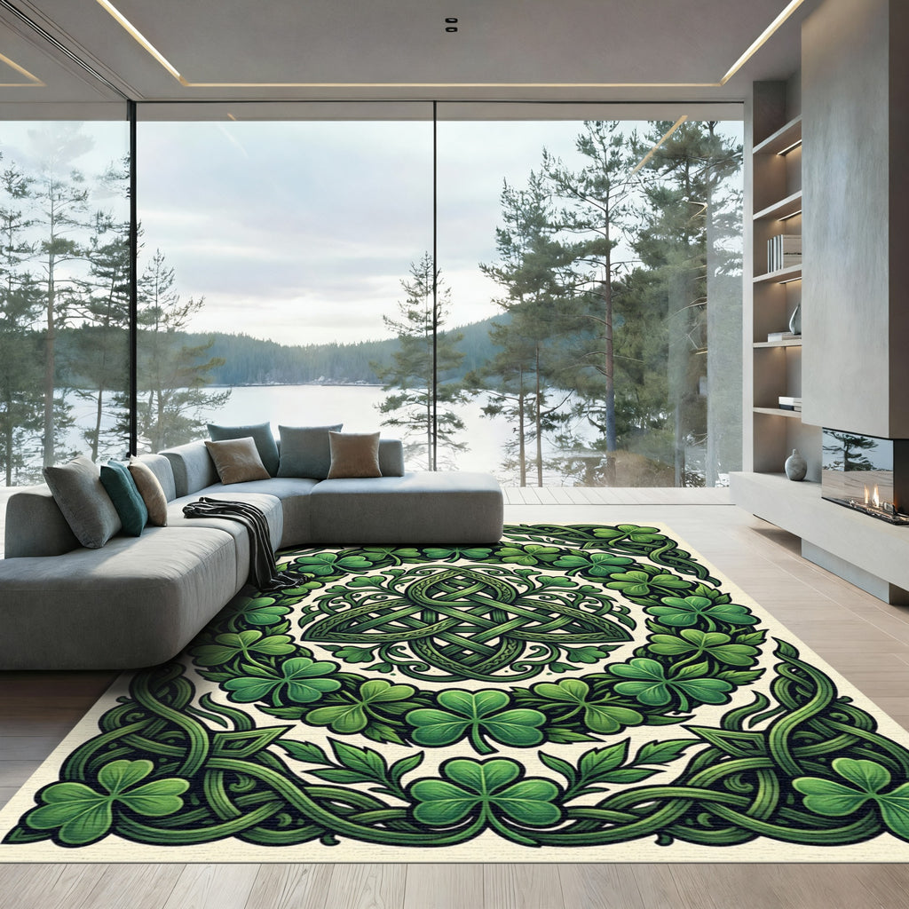 Celtic Knot Shamrock Verdant Border Rug