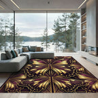 Art Deco Golden Butterfly Plum Rug