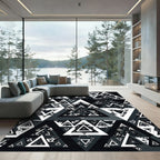 Monochrome Abstract Geometric Triangle Imbrication Rug