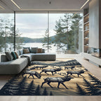 Majestic Elk Herd Mountain Landscape Rug