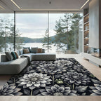 Monochromatic Dahlia Garden Botanical Rug