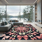 Elegant Blush Bow Kaleidoscope Art Rug