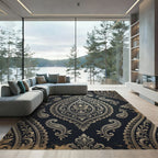 Ornate Gold Paisley Tear Drop Rug