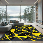 Geometric Yellow and Black Angular Abstract Rug