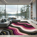Fuchsia Pink Gold Agate Waves Rug