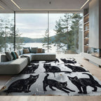 Nine Black Cat Court Composition Rug