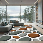 Abstract Earth Tone Pebble Stone Rug