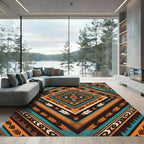 Geometric Feather Tribal Diamond Rug