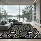 Black Golden Intricate Geometric Star Rug