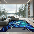 Vibrant Blue Nautical Swirls Rug