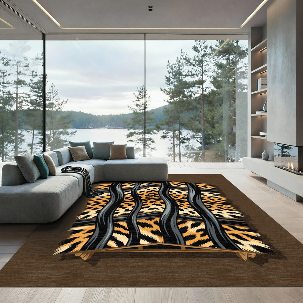Modern Jaguar Stripe Graphic Accent Rug