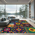 Vibrant Fiesta Floral Mosaic Rug
