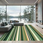 Modern Forest Green Vertical Striped Rug